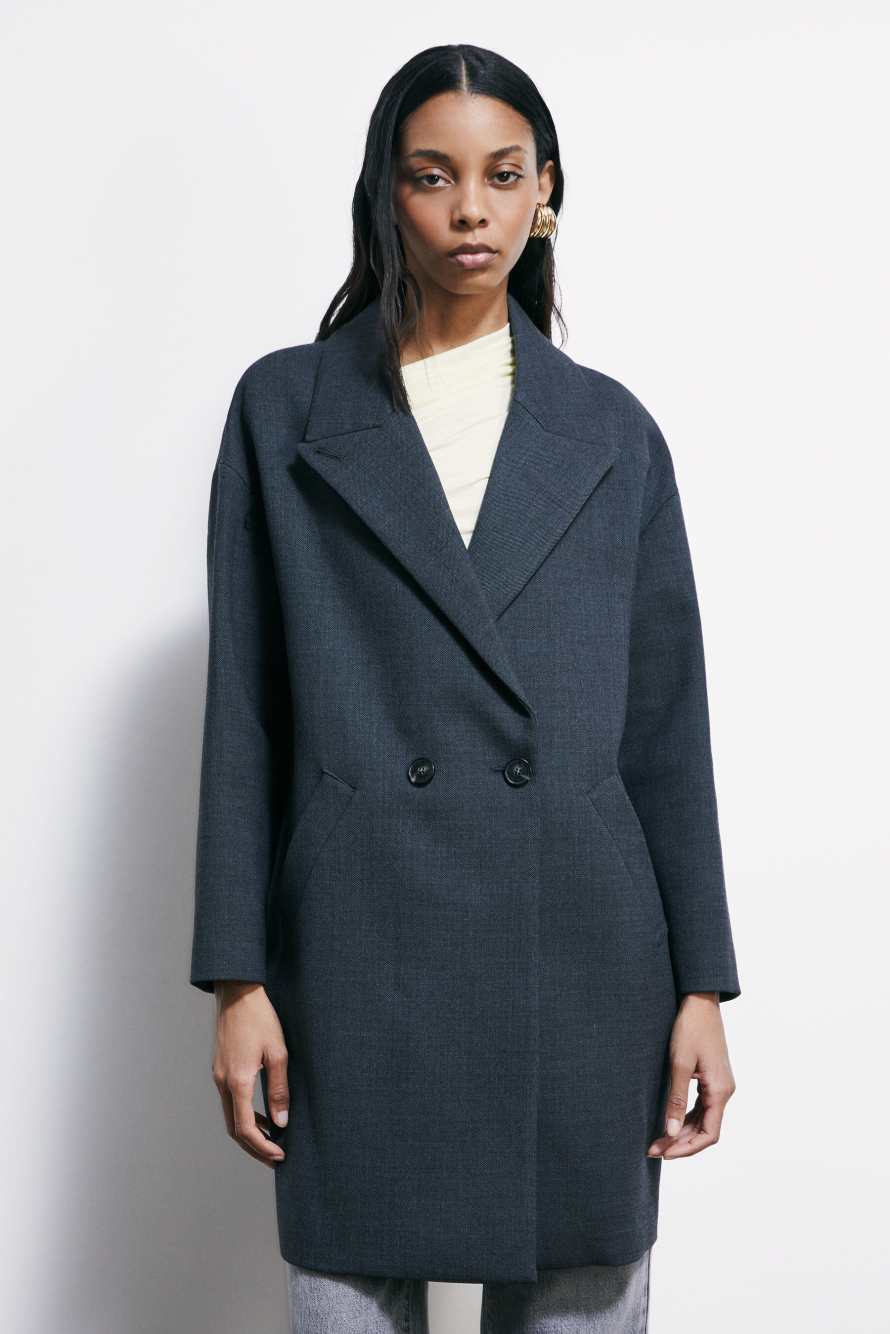 Double-breasted overcoat, Grey, Patrizia Pepe