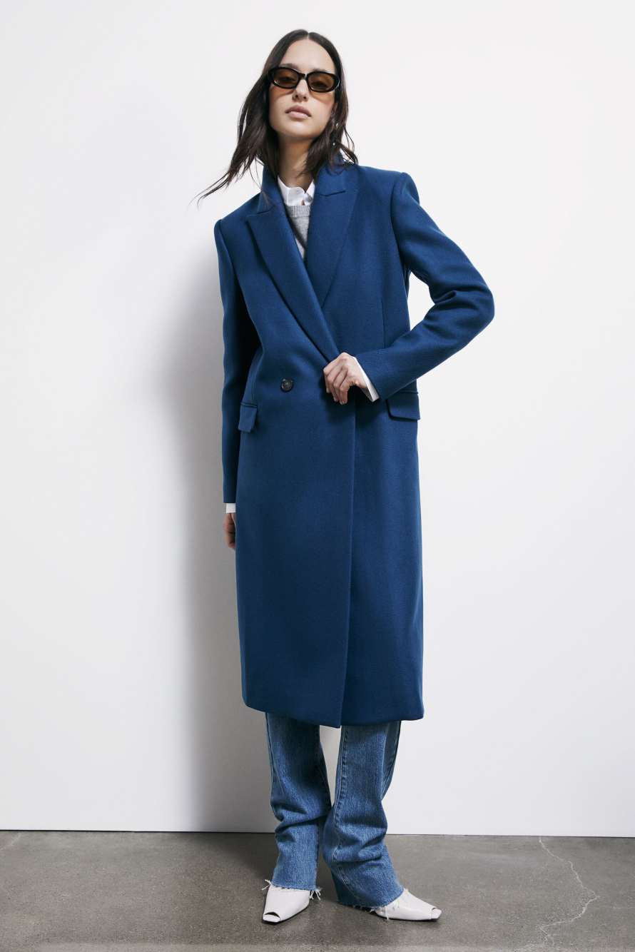 Long double-breasted coat, Blue, Patrizia Pepe