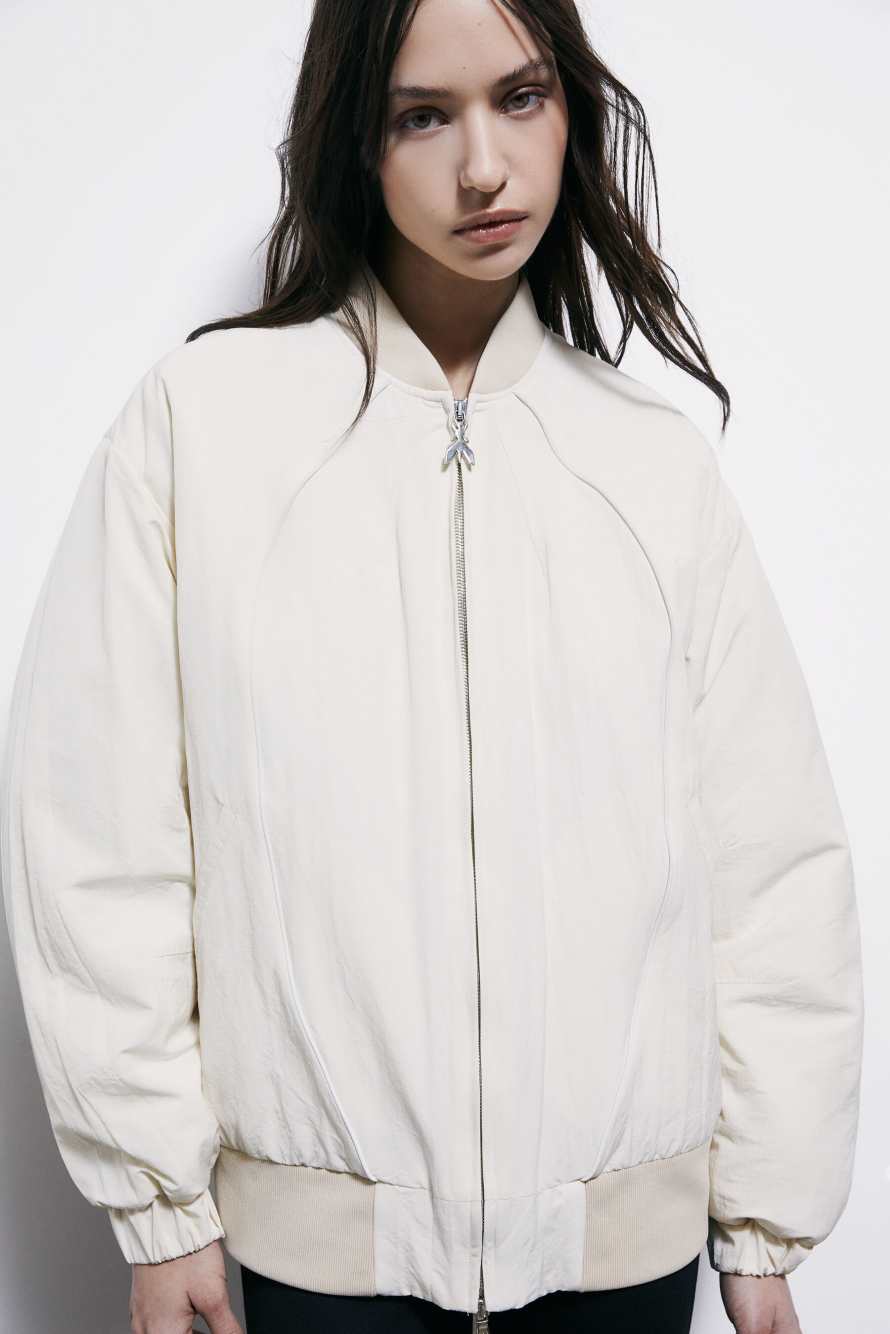Blouson aviateur oversize, Blanc, Patrizia Pepe