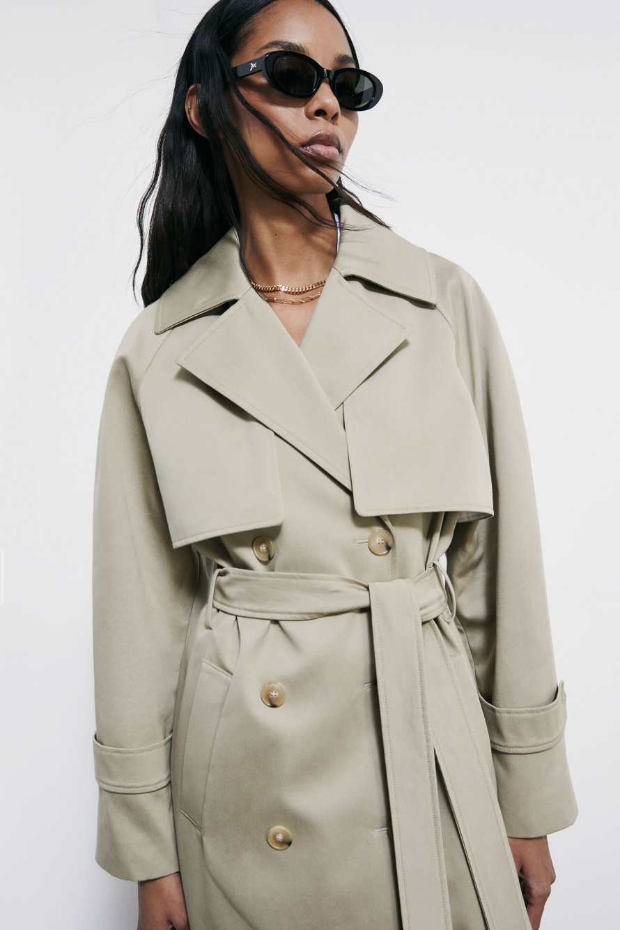 Объемный структурированный тренчкот из хлопка, Бежевый, Patrizia Pepe