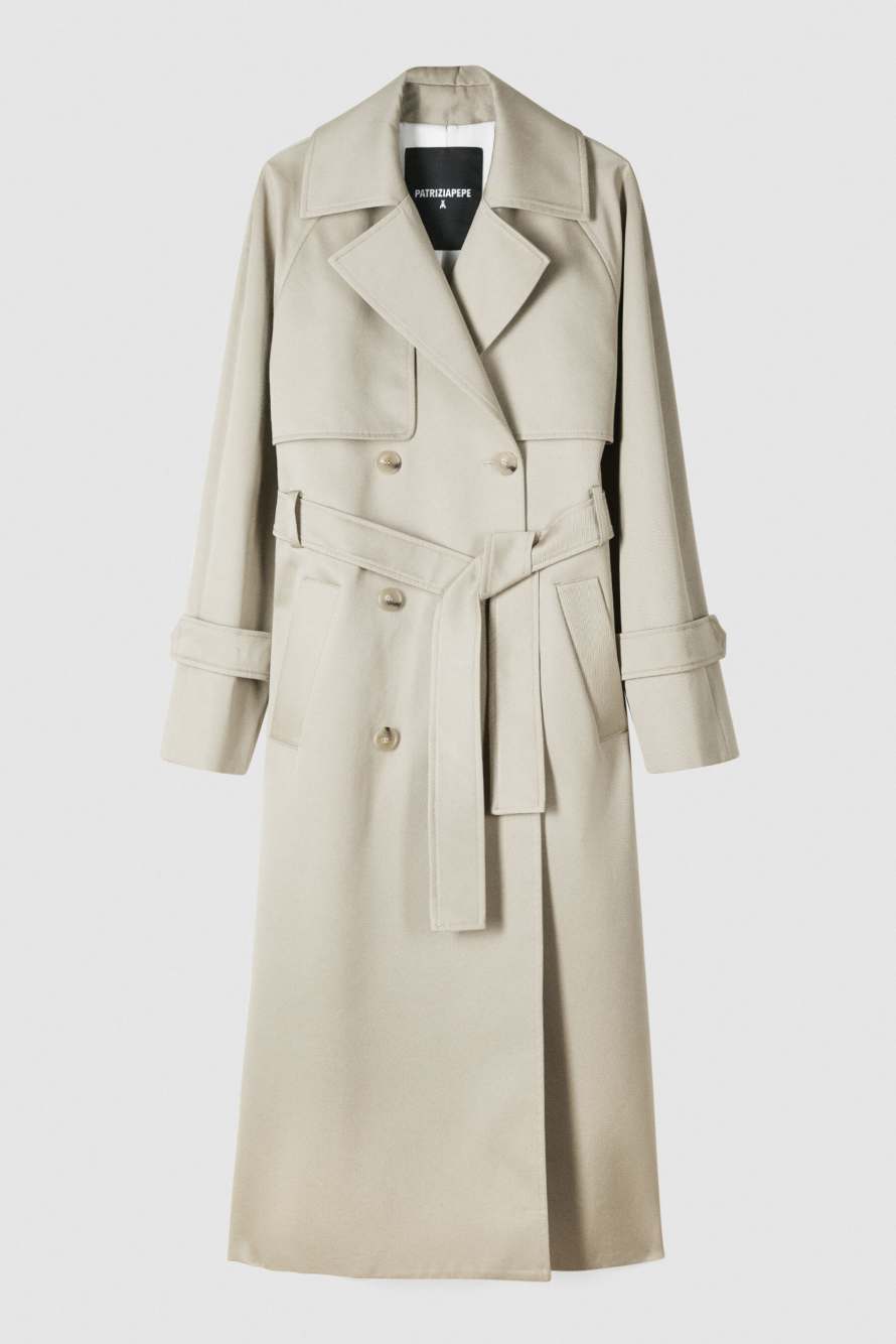 Объемный структурированный тренчкот из хлопка, Бежевый, Patrizia Pepe