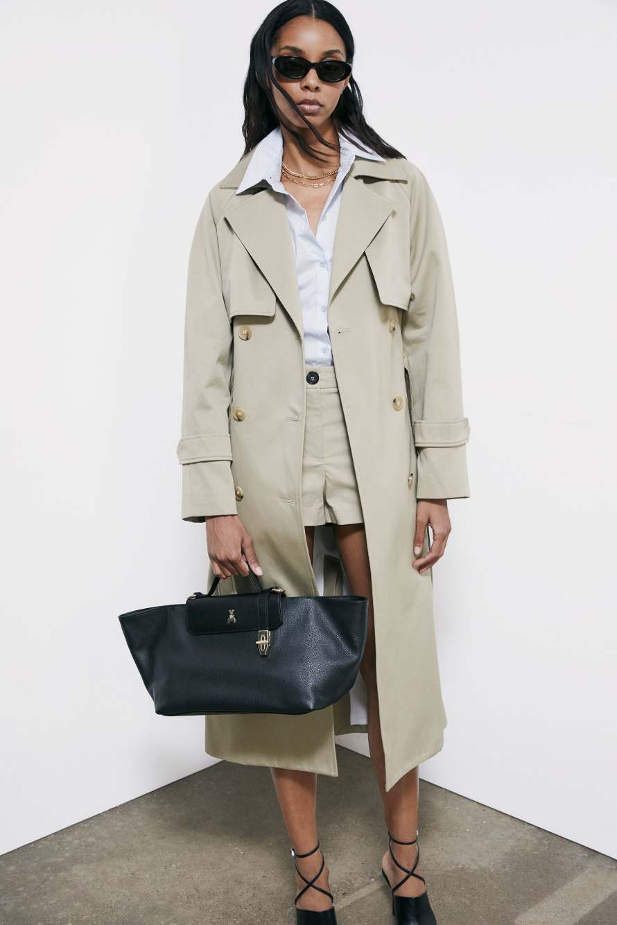 Объемный структурированный тренчкот из хлопка, Бежевый, Patrizia Pepe