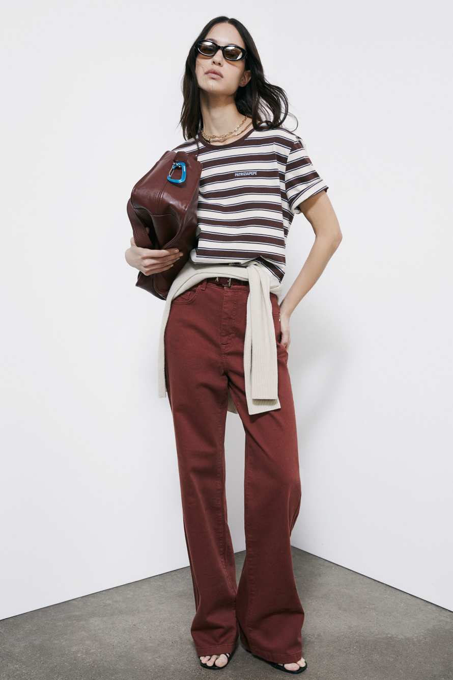 Straight high waist jeans, Brown, Patrizia Pepe