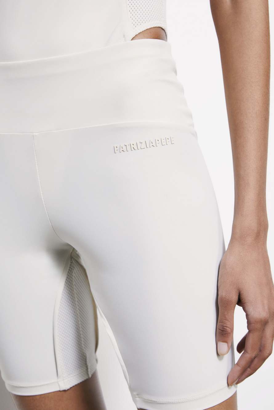 Cycling shorts in technical fabric, White, Patrizia Pepe