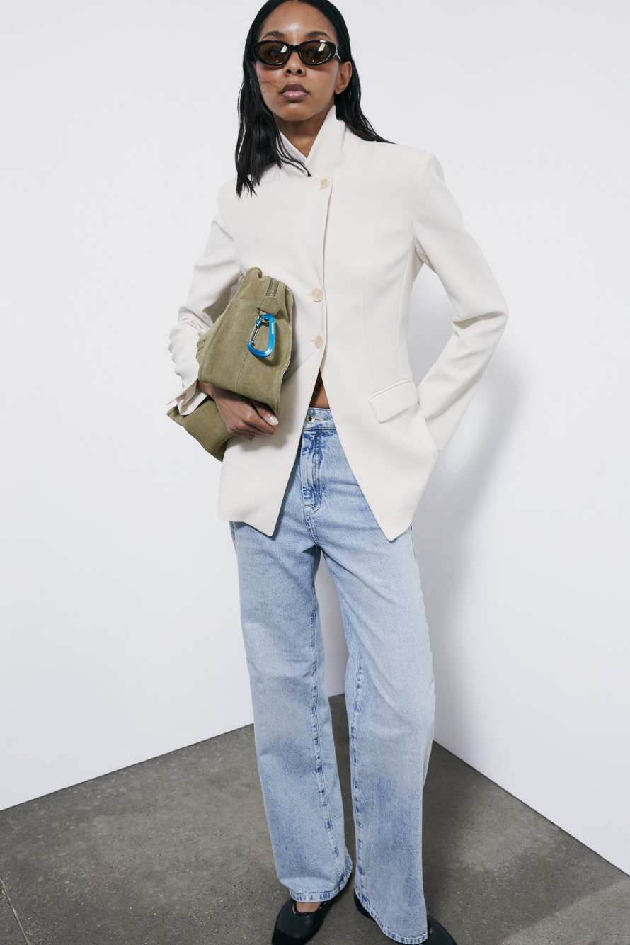 Slim tailored blazer, White, Patrizia Pepe