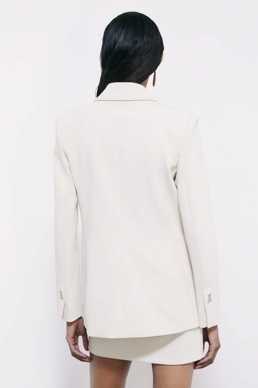 Double-breasted blazer in structured twill, White, Patrizia Pepe