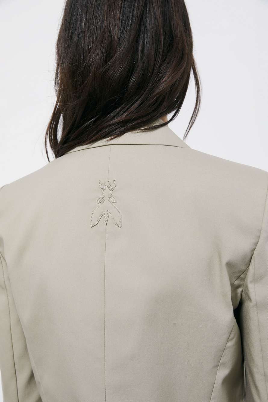 Укороченный блейзер из легкого хлопка, Бежевый, Patrizia Pepe