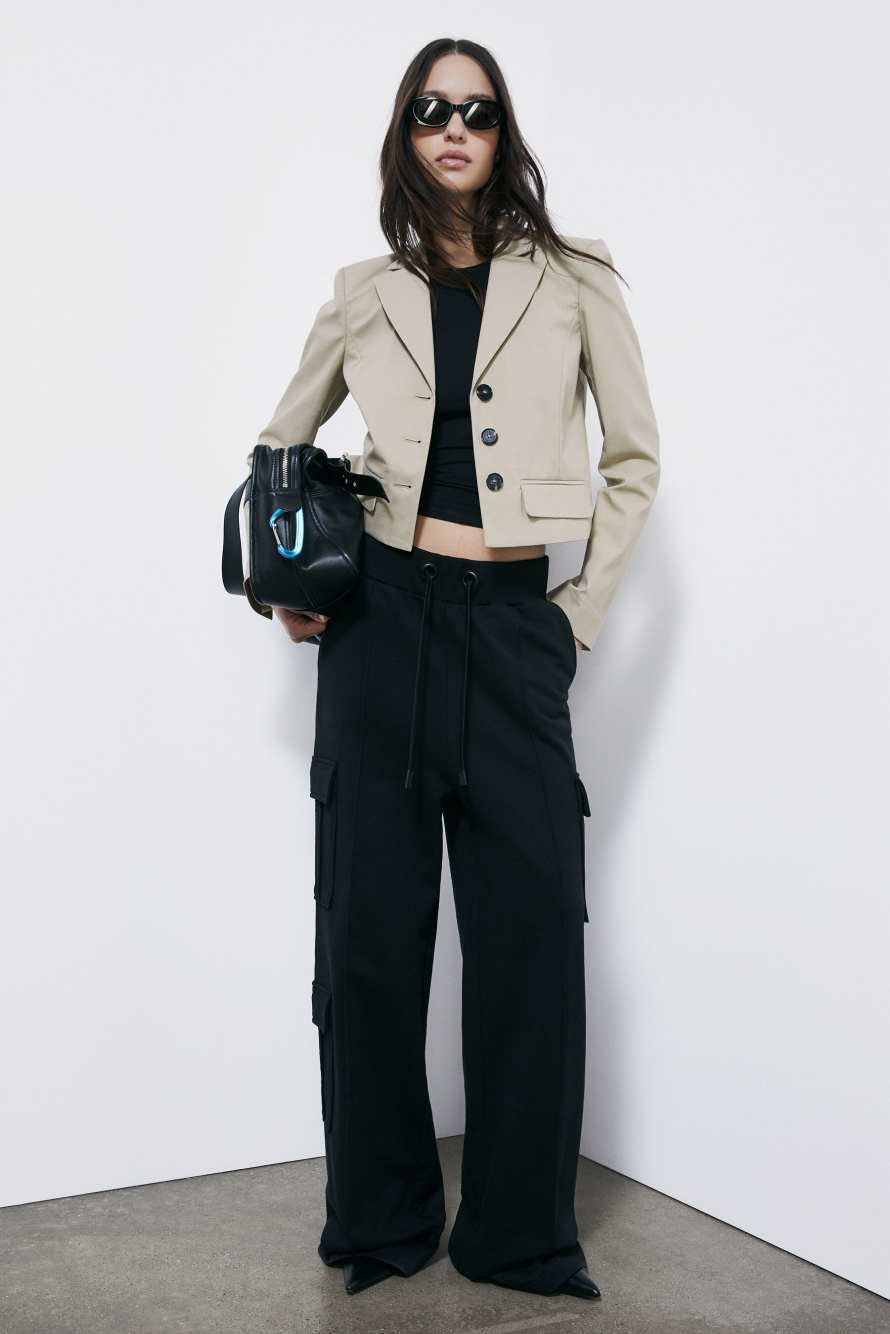 Укороченный блейзер из легкого хлопка, Бежевый, Patrizia Pepe