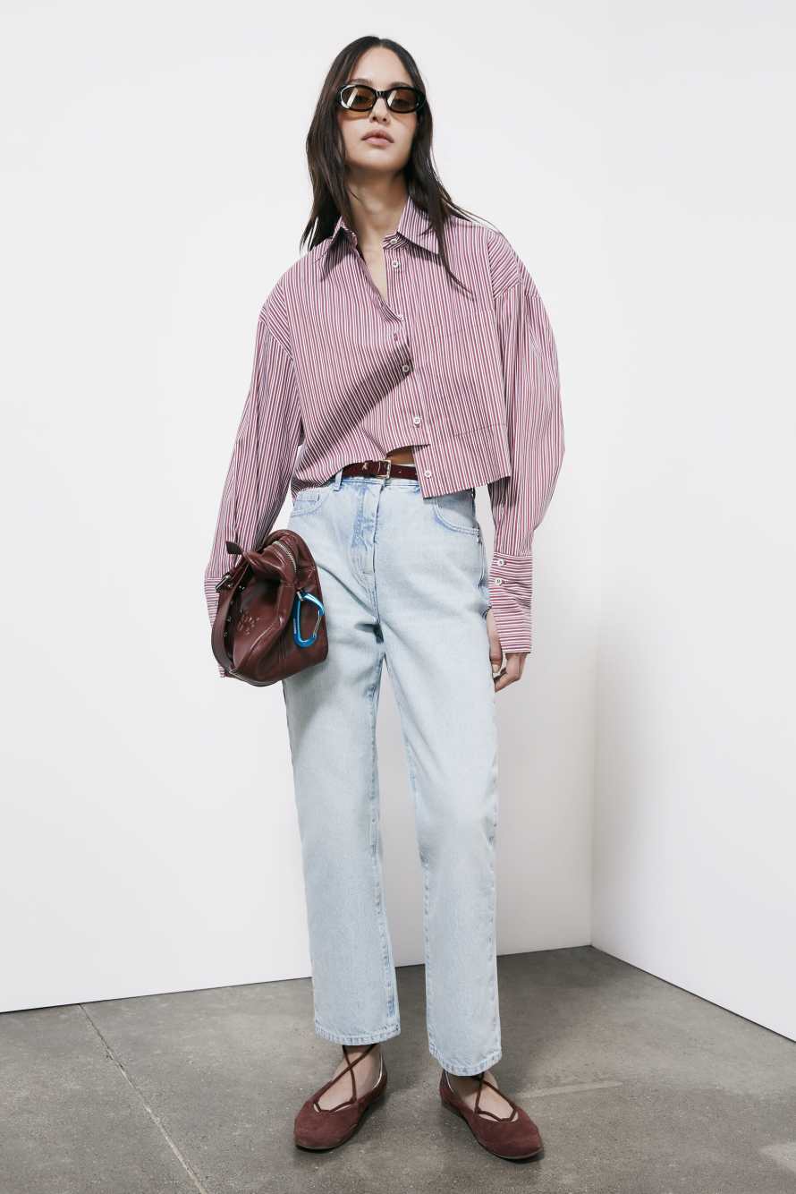 Striped poplin cropped shirt, Stripes, Patrizia Pepe