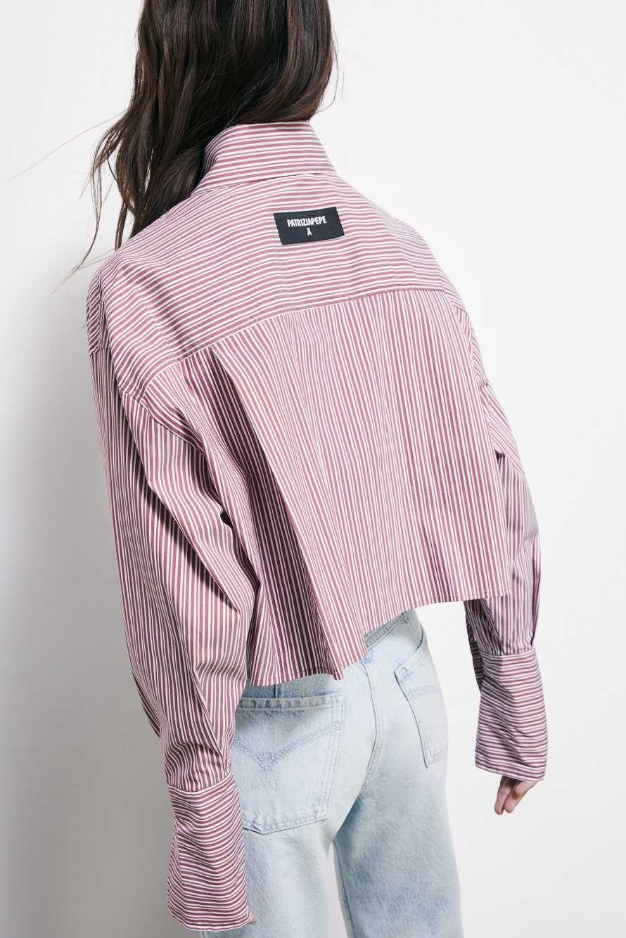 Striped poplin cropped shirt, Stripes, Patrizia Pepe