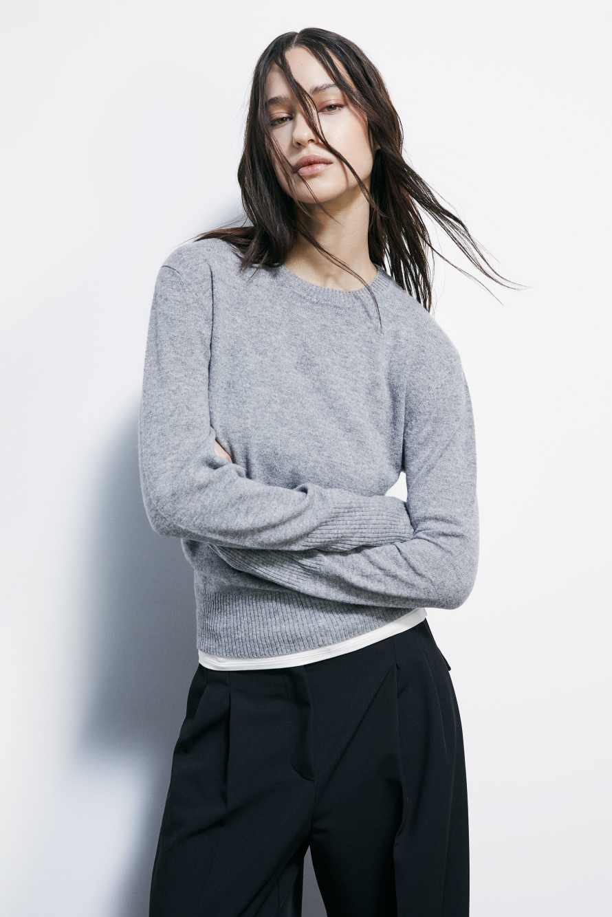 Crew neck cashmere sweater, Grey, Patrizia Pepe