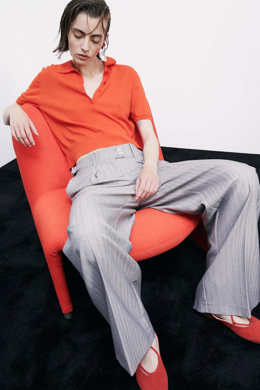 Light knit polo shirt, Orange, Patrizia Pepe