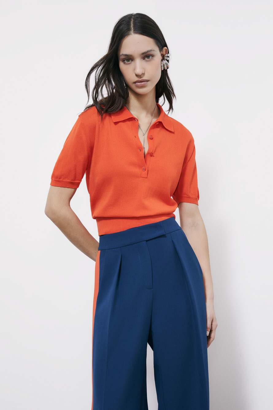 Light knit polo shirt, Orange, Patrizia Pepe