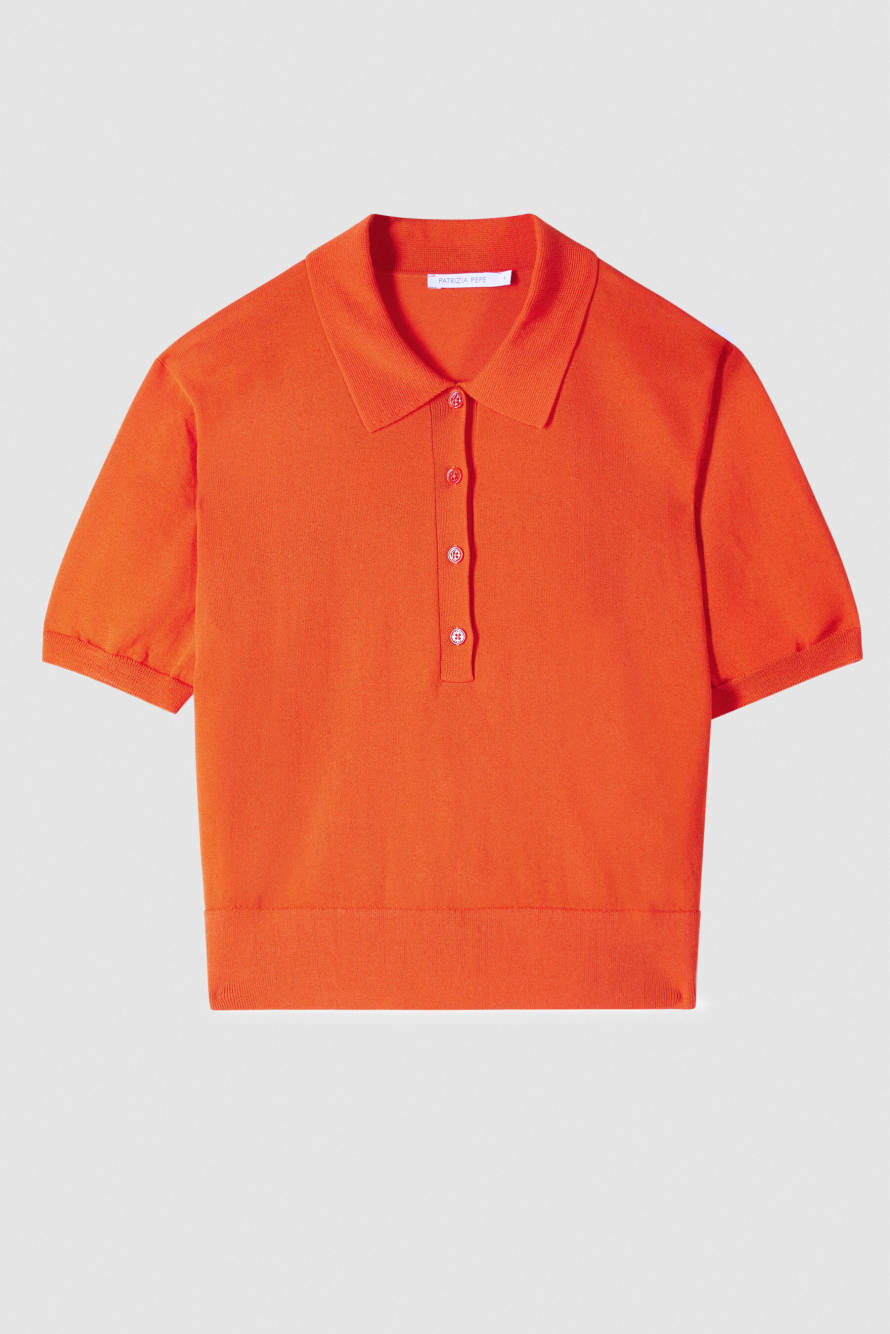 Light knit polo shirt, Orange, Patrizia Pepe