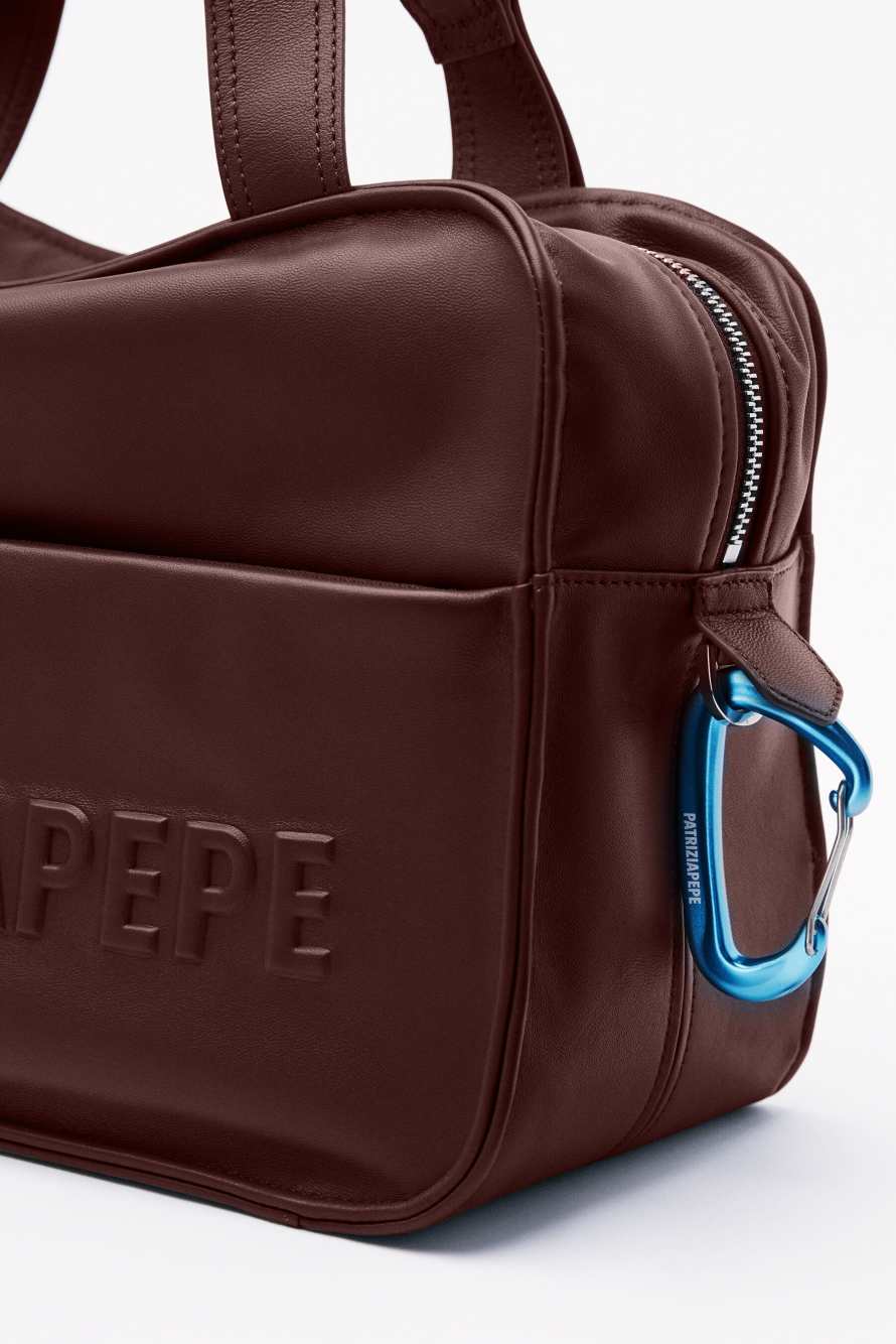 (IM)PERFECTION shopping bag in leather, Brown, Patrizia Pepe