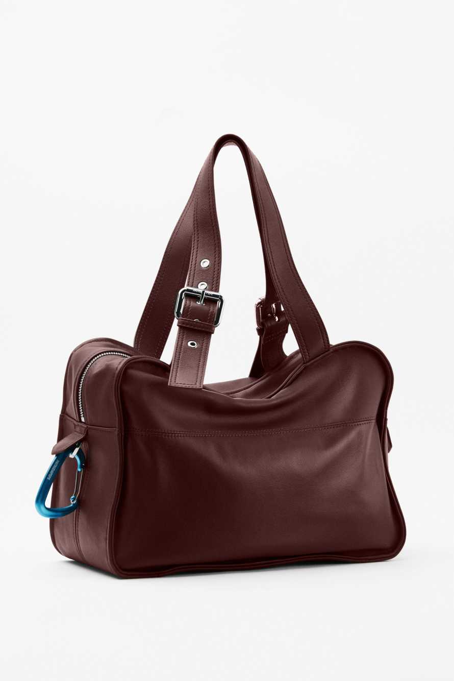 (IM)PERFECTION shopping bag in leather, Brown, Patrizia Pepe