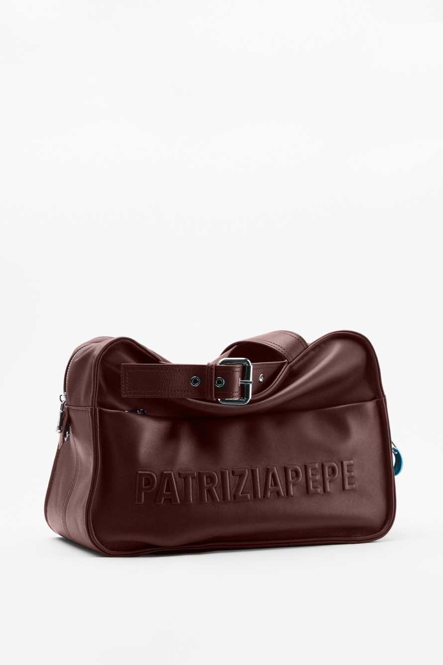 (IM)PERFECTION shopping bag in leather, Brown, Patrizia Pepe