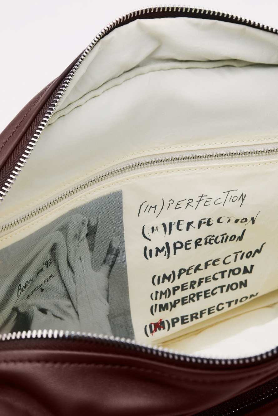 (IM)PERFECTION shopping bag in leather, Brown, Patrizia Pepe