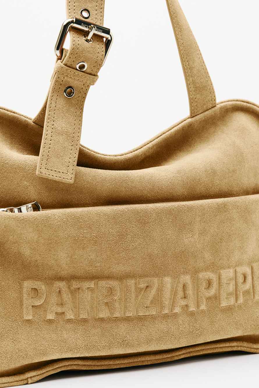 Sac shopping en daim (IM)PERFECTION, Beige, Patrizia Pepe