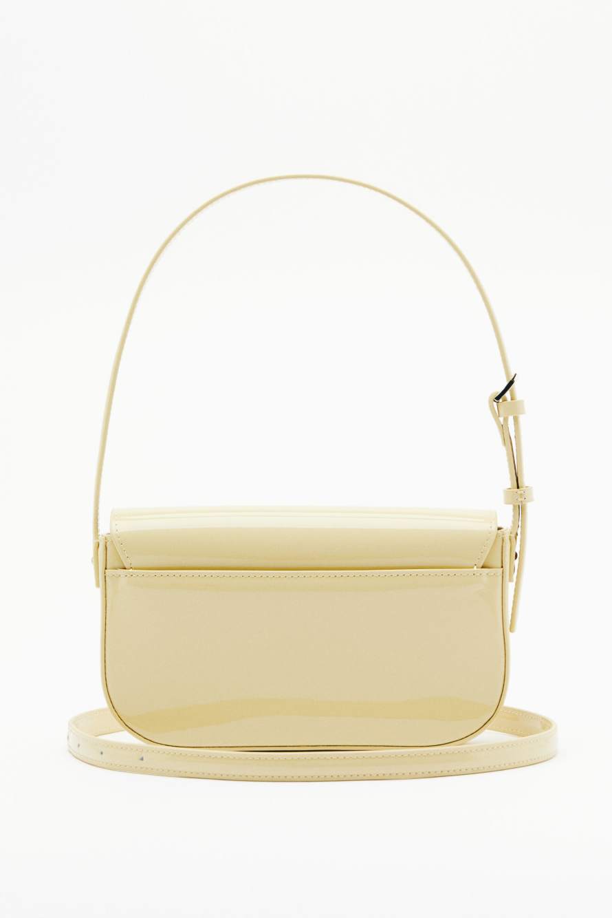 "ESSENTIAL" Fly glossy leather shoulder bag, Yellow, Patrizia Pepe