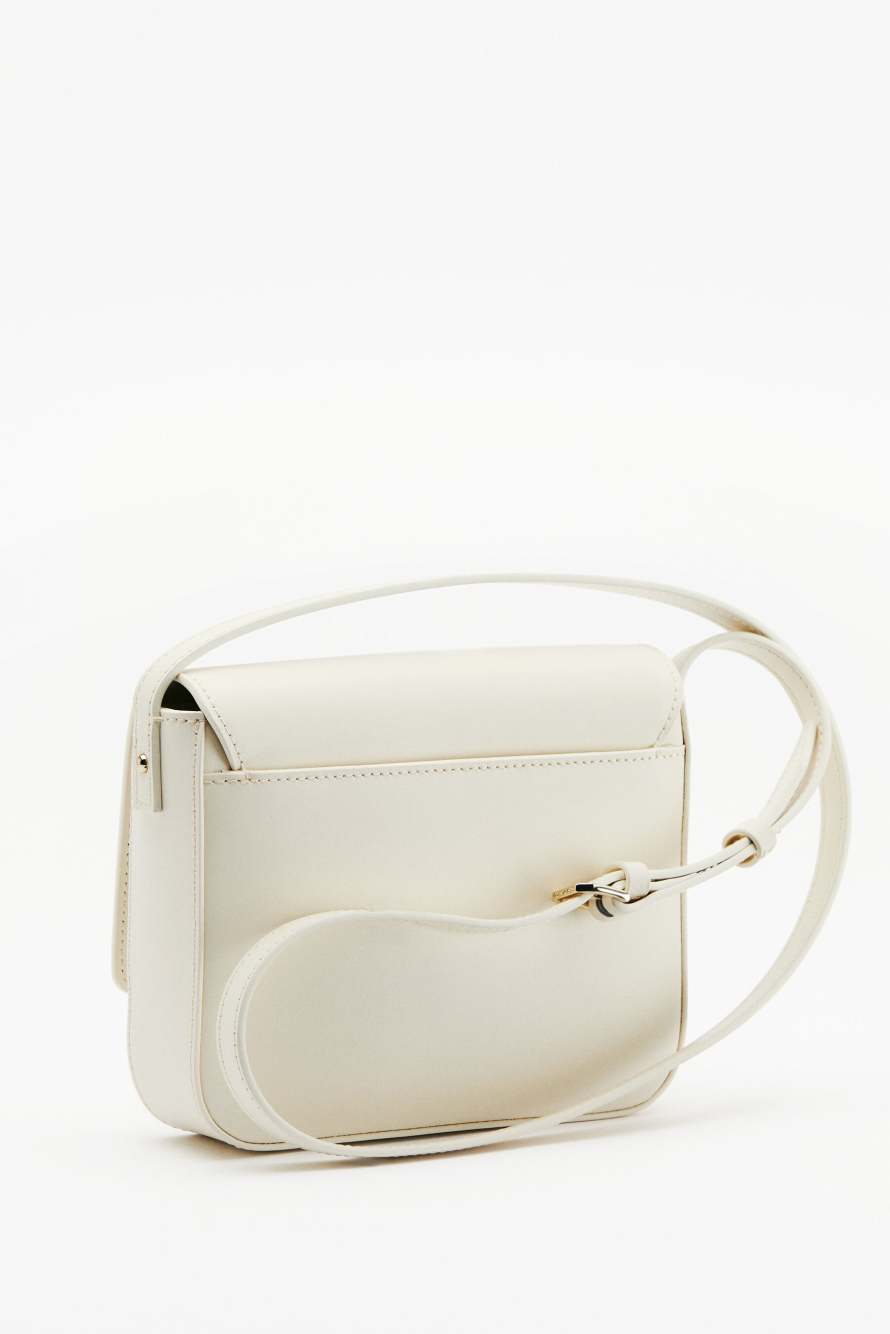 Essential Fly leather shoulder bag, White, Patrizia Pepe