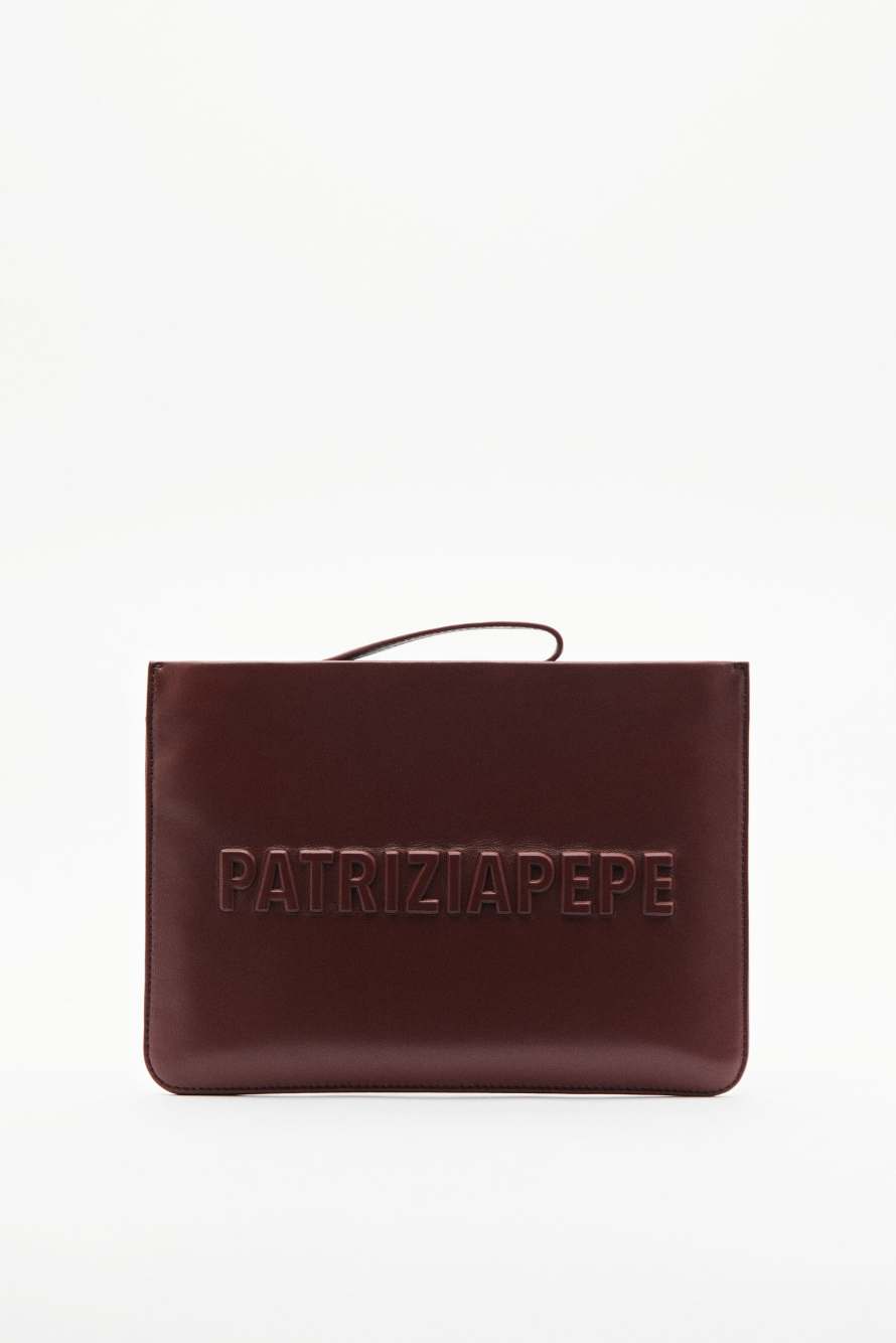 Сумка-клатч (IM)PERFECTION из кожи, Коричневый, Patrizia Pepe