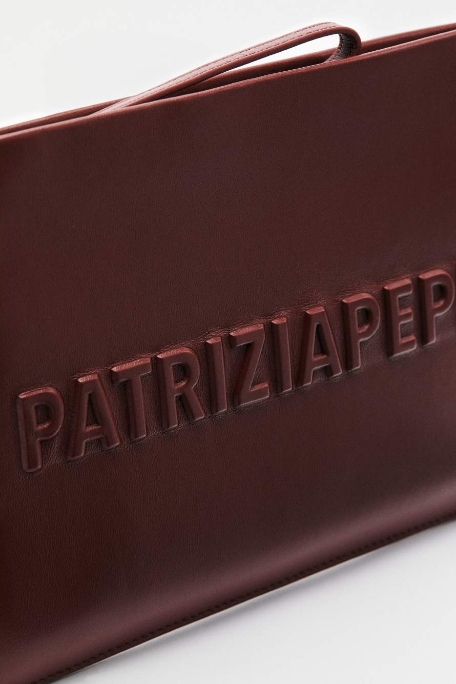 Сумка-клатч (IM)PERFECTION из кожи, Коричневый, Patrizia Pepe