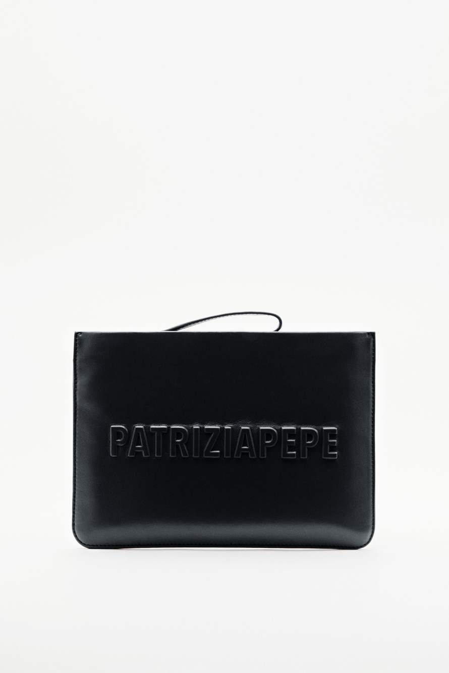 Сумка-клатч (IM)PERFECTION из кожи, Черный, Patrizia Pepe