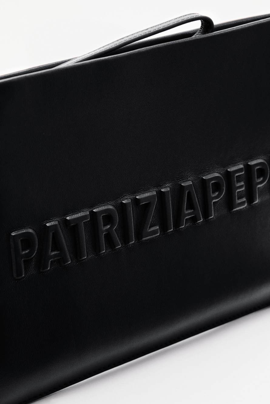Сумка-клатч (IM)PERFECTION из кожи, Черный, Patrizia Pepe