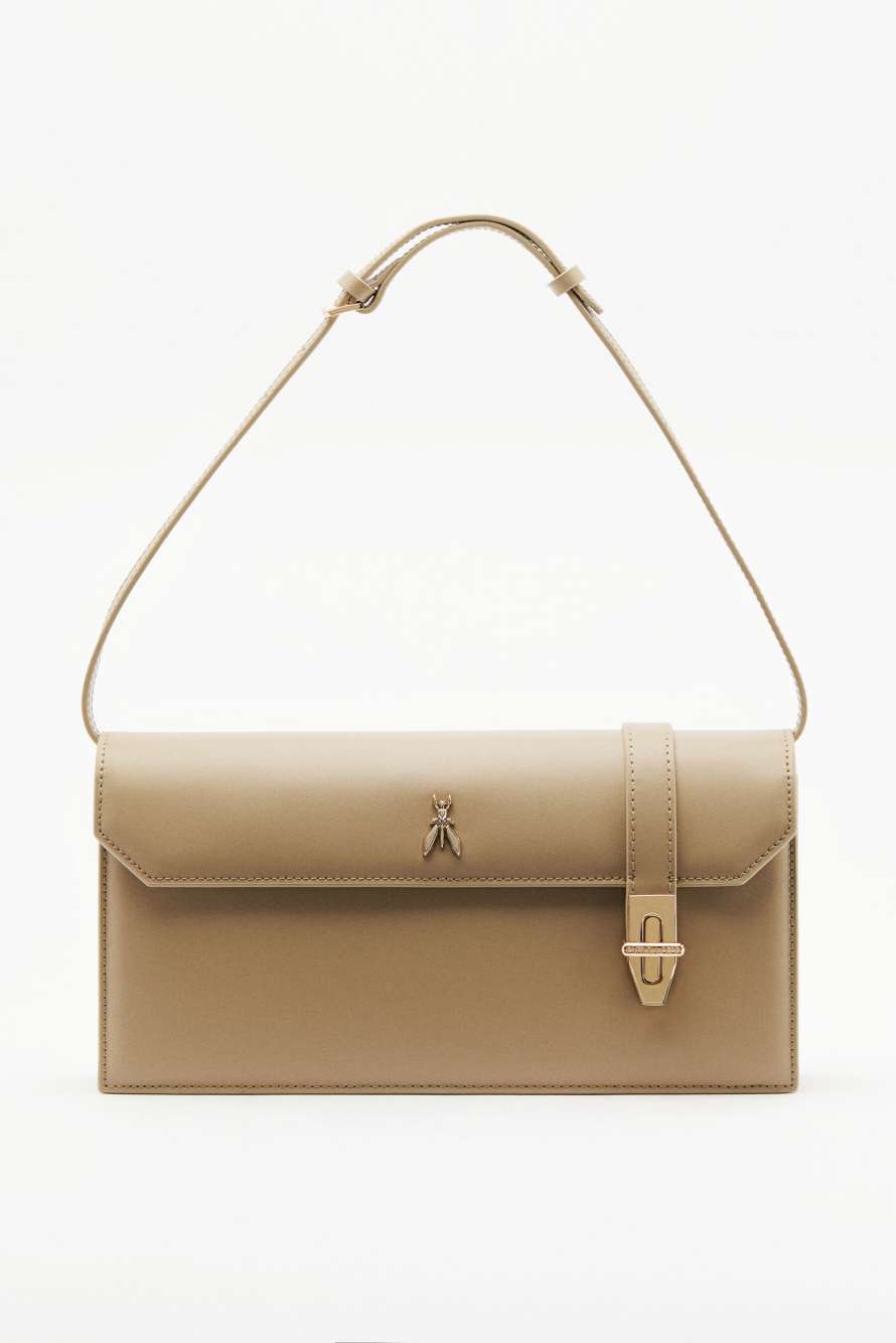 Жесткая горизонтальная сумка Modern Utility из кожи, Бежевый, Patrizia Pepe