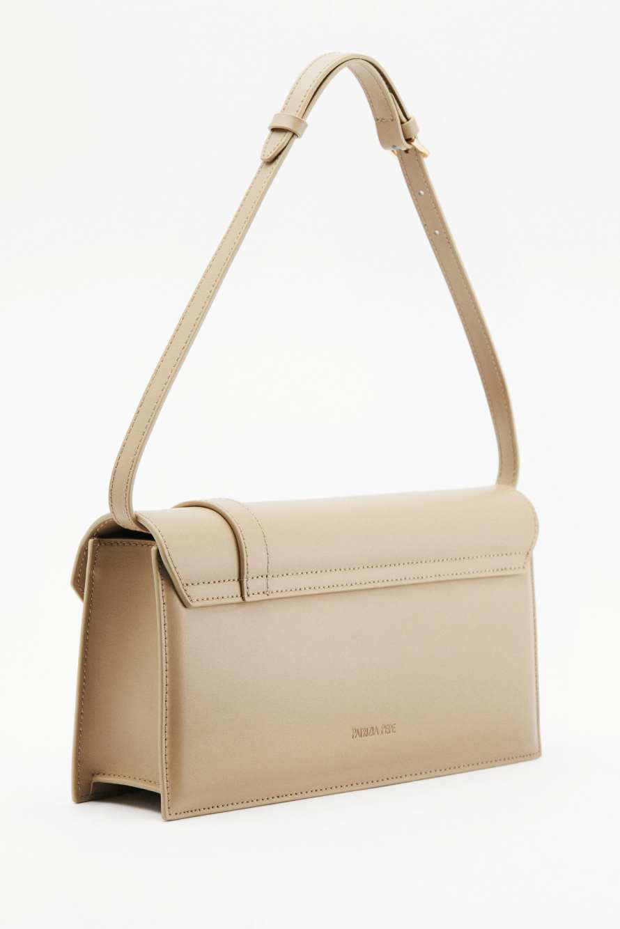 Жесткая горизонтальная сумка Modern Utility из кожи, Бежевый, Patrizia Pepe