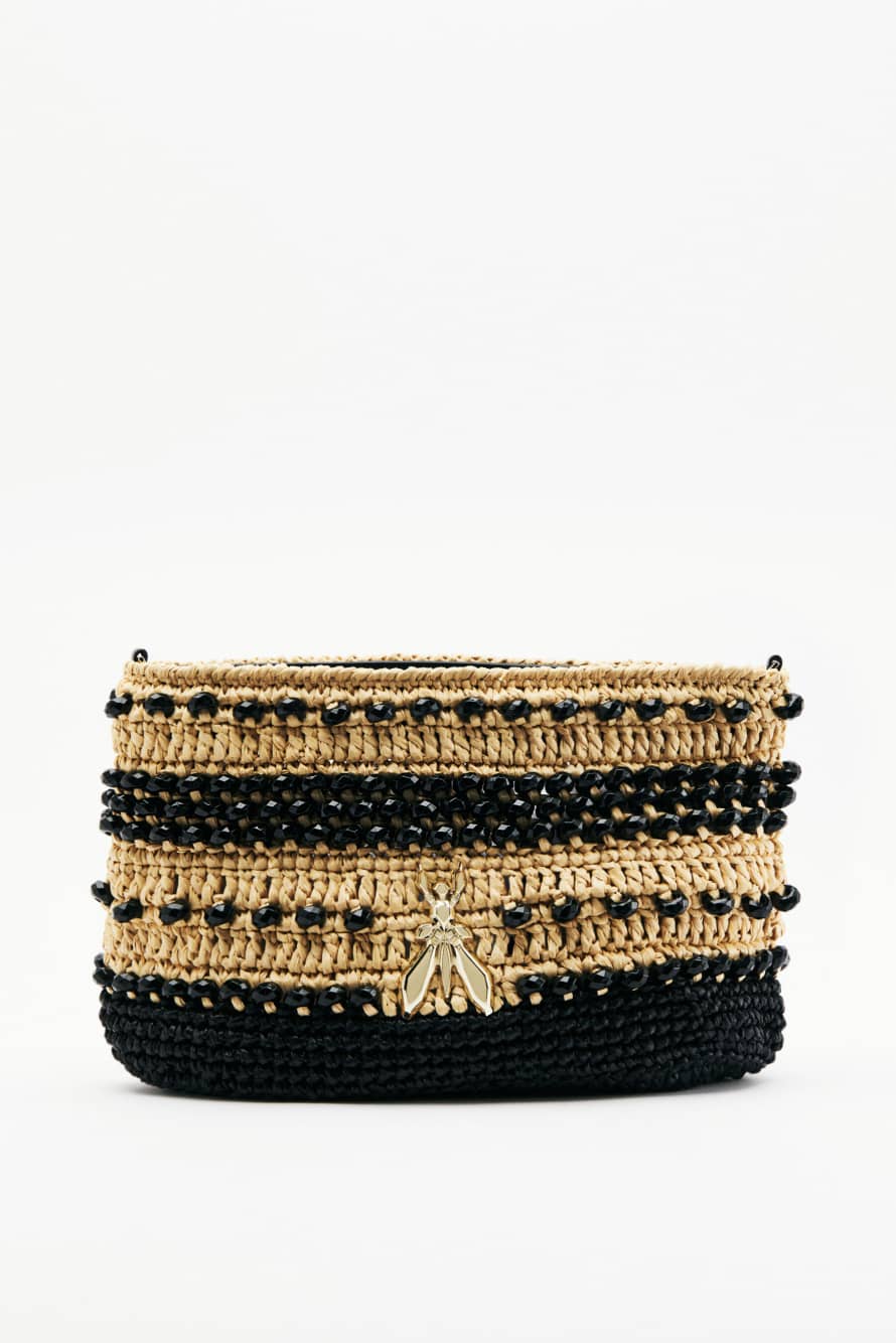 Raffia clutch, Black/Natural, Patrizia Pepe