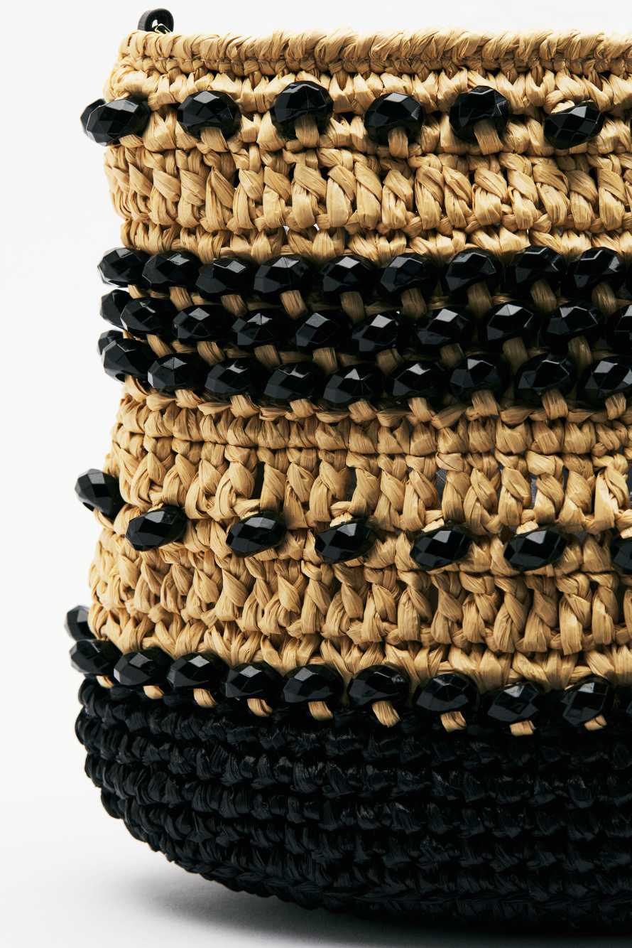 Raffia clutch, Black/Natural, Patrizia Pepe