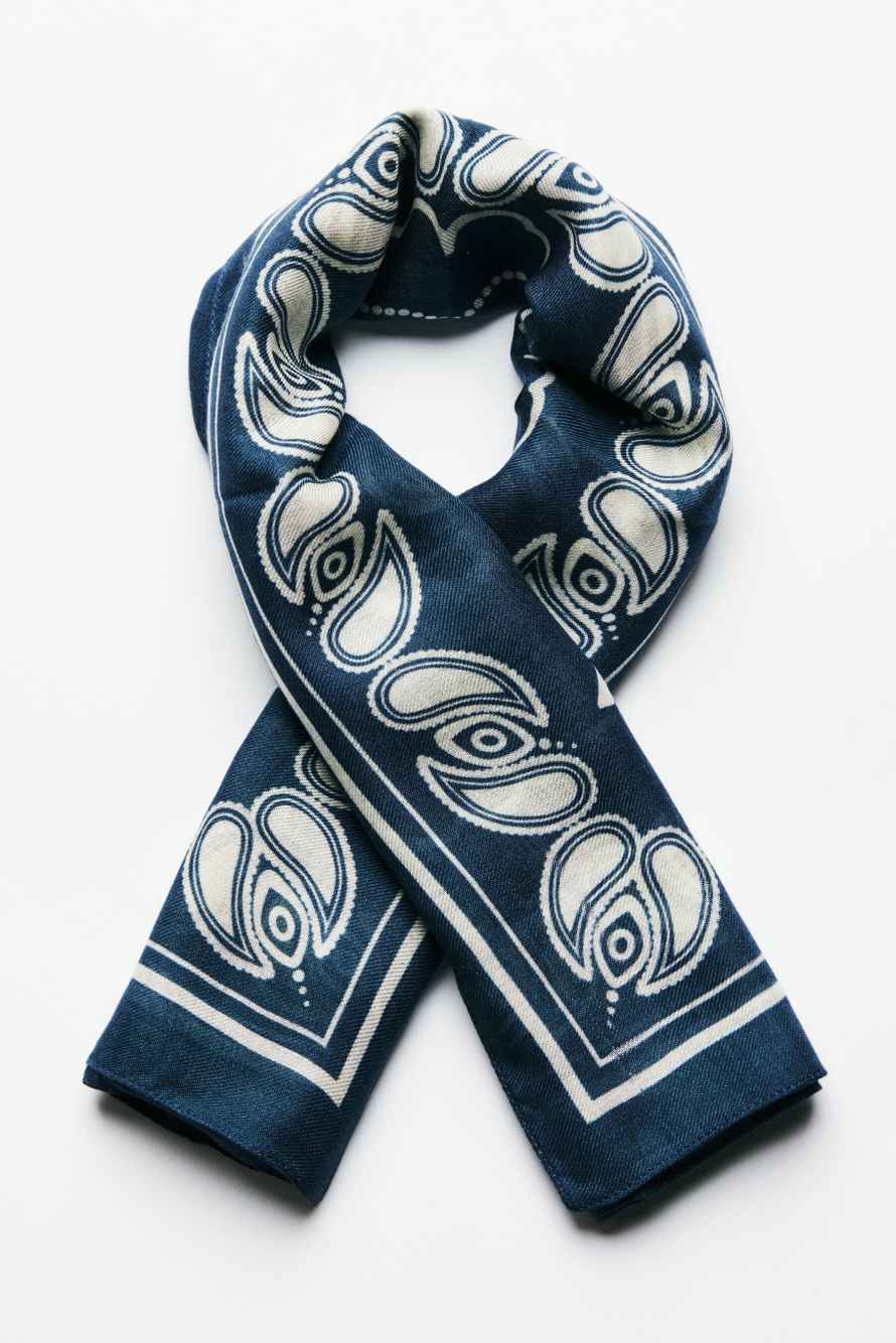 Modal scarf with graphic print, Blue/Ivory, Patrizia Pepe