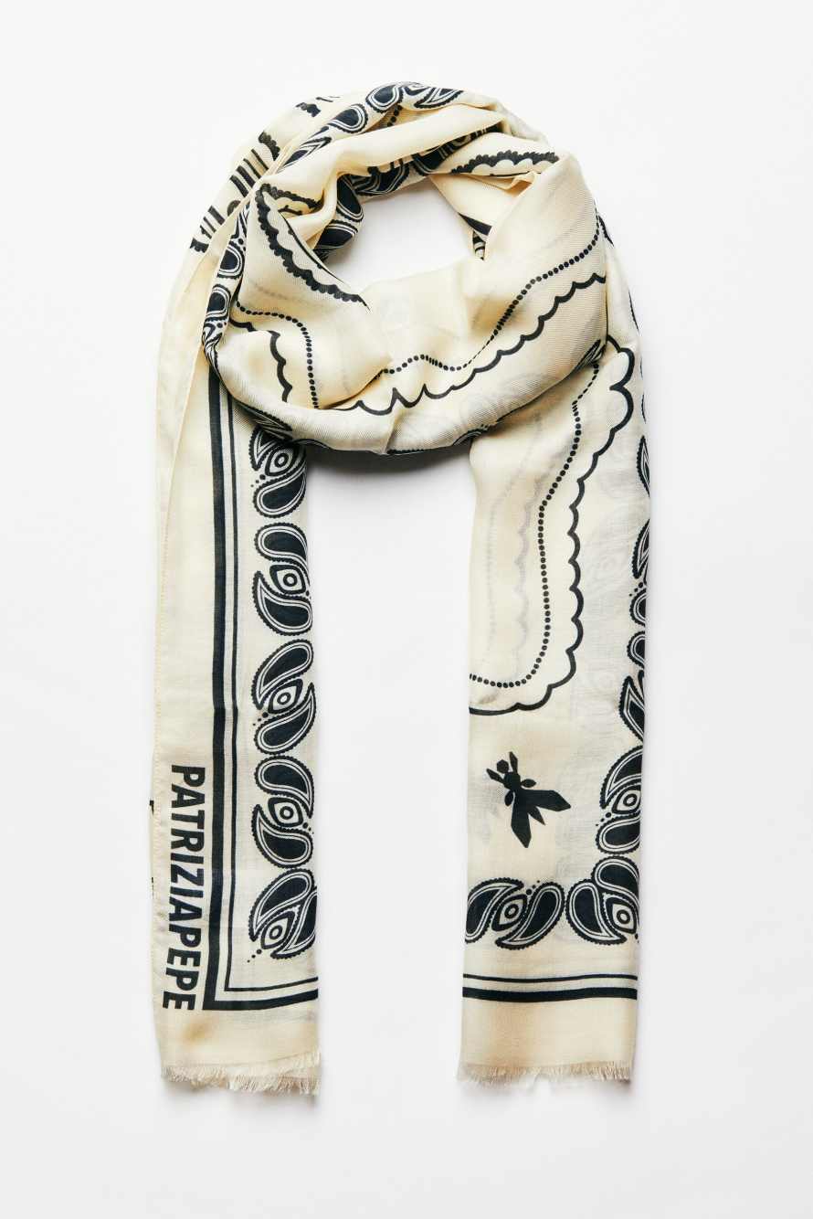 Шарф с графическим принтом, Белый, Patrizia Pepe