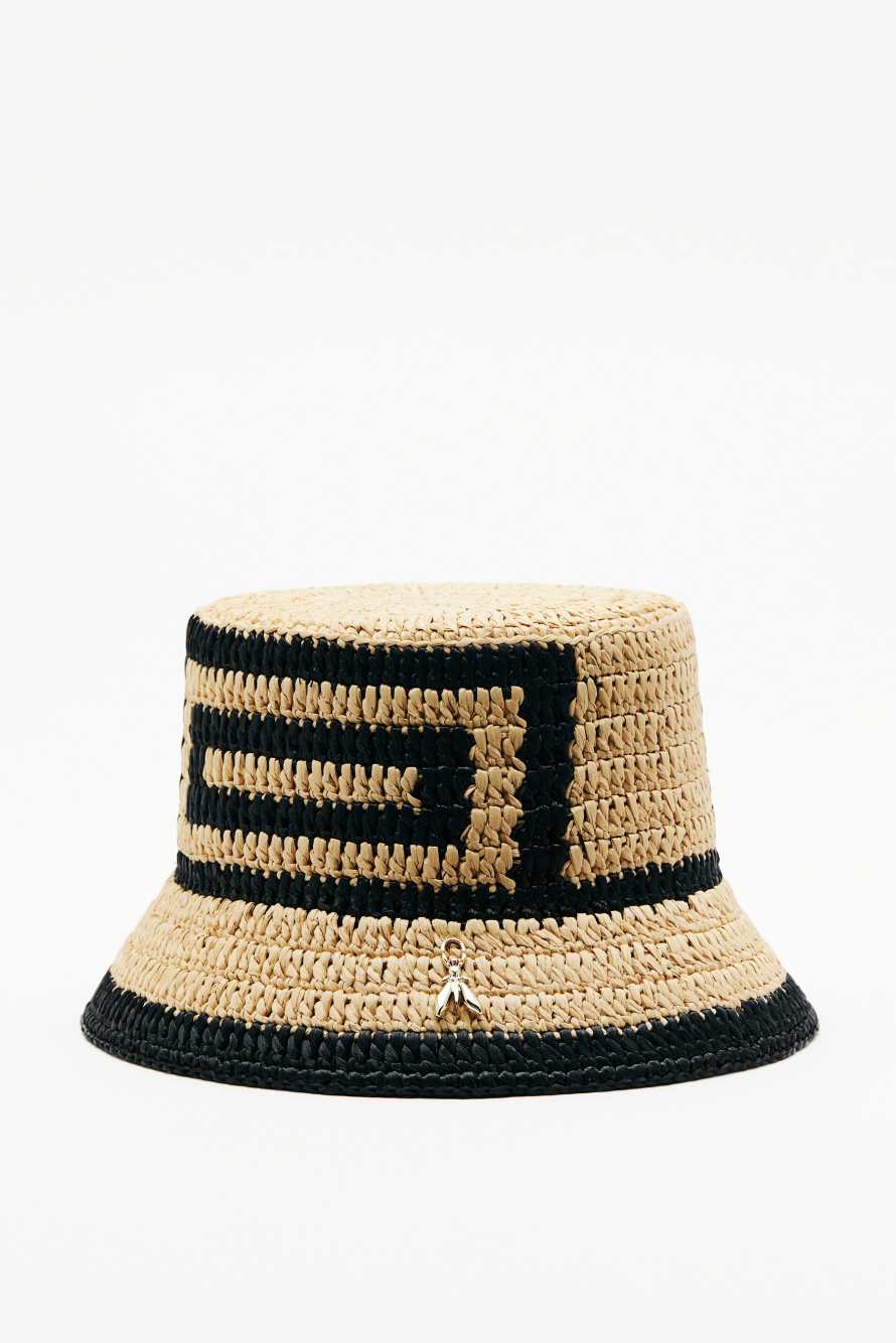Raffia bucket hat, Black/Natural, Patrizia Pepe
