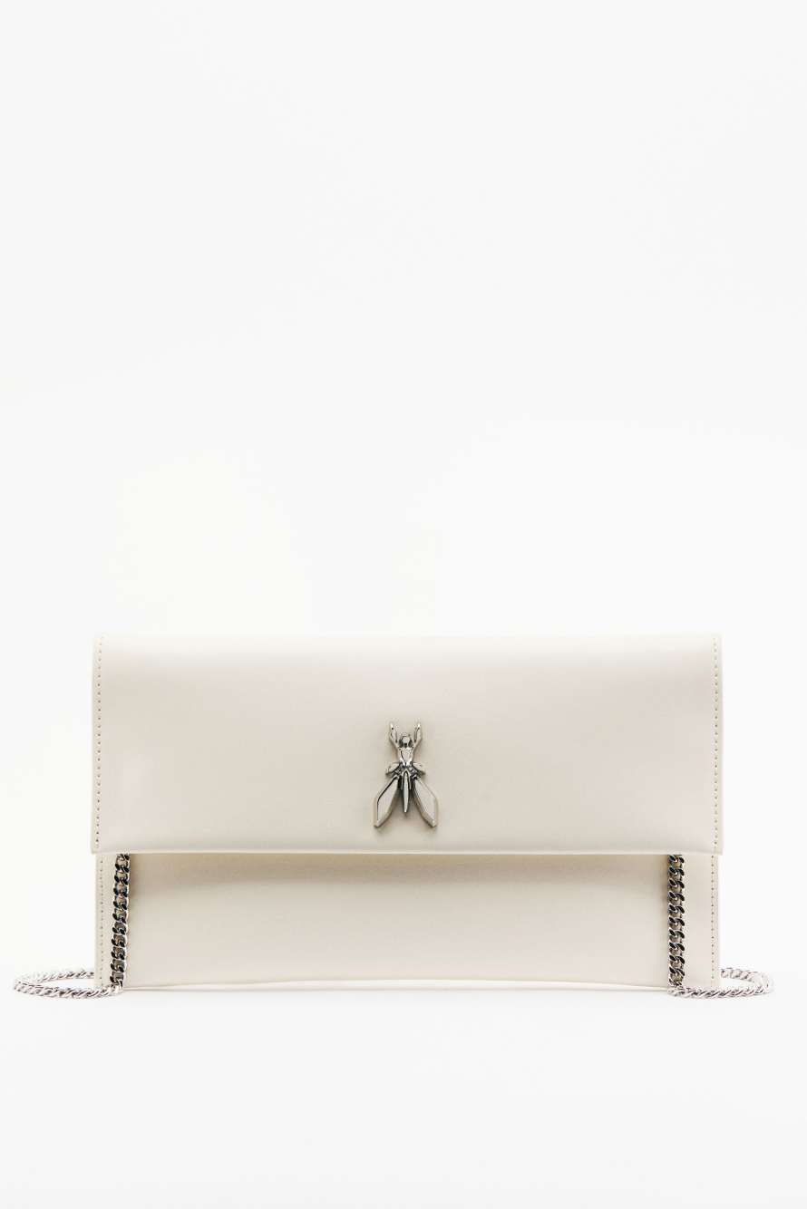 Кожаная сумка-пошет Fly на цепочке, Белый, Patrizia Pepe