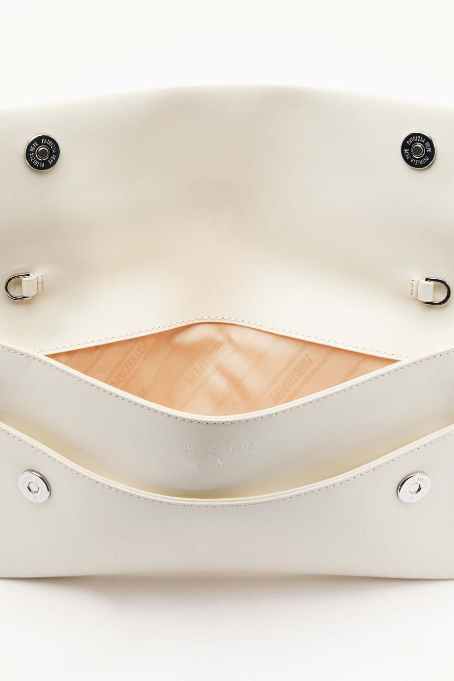 Кожаная сумка-пошет Fly на цепочке, Белый, Patrizia Pepe