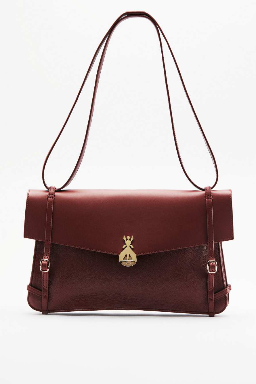 Fly Bamby Jour leather shoulder bag, Brown, Patrizia Pepe