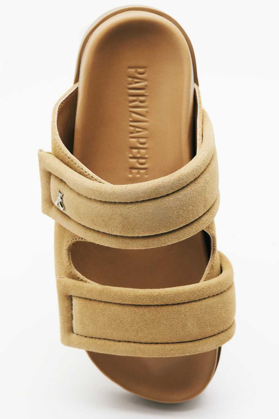 Suede Fly slippers, Beige, Patrizia Pepe