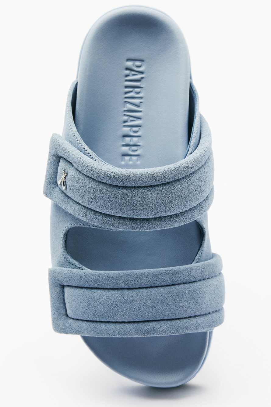 Suede Fly slippers, Light blue, Patrizia Pepe