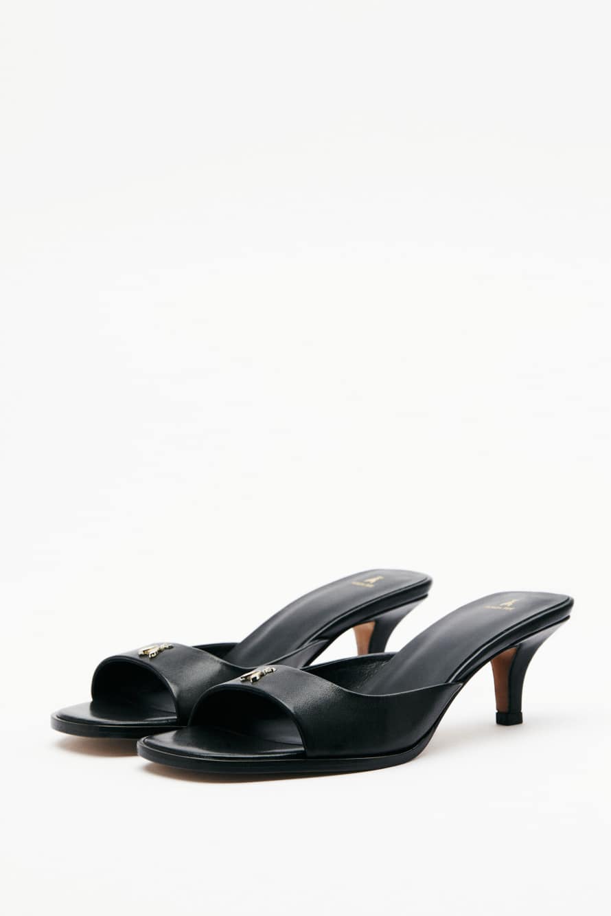 Square Sabot-Sandalen Essential Fly mit Nappaleder, Schwarz, Patrizia Pepe