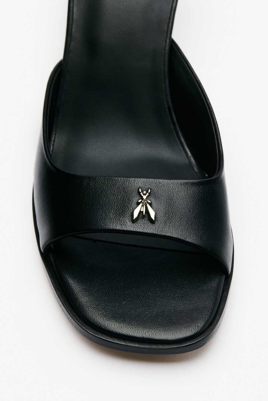 Square Sabot-Sandalen Essential Fly mit Nappaleder, Schwarz, Patrizia Pepe