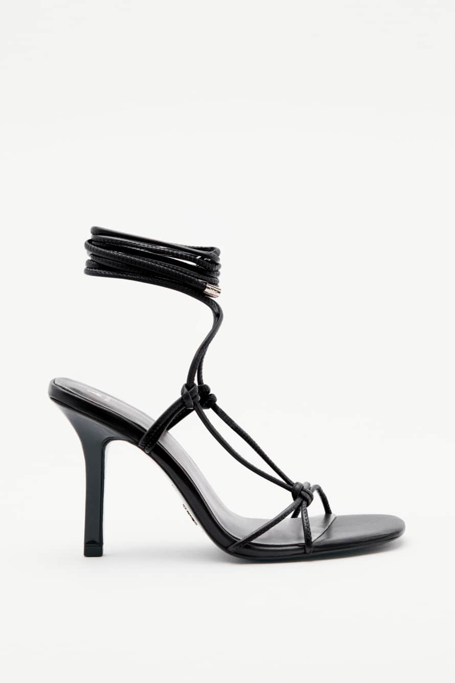 New Square crossed sandals with nappa heel, Black, Patrizia Pepe