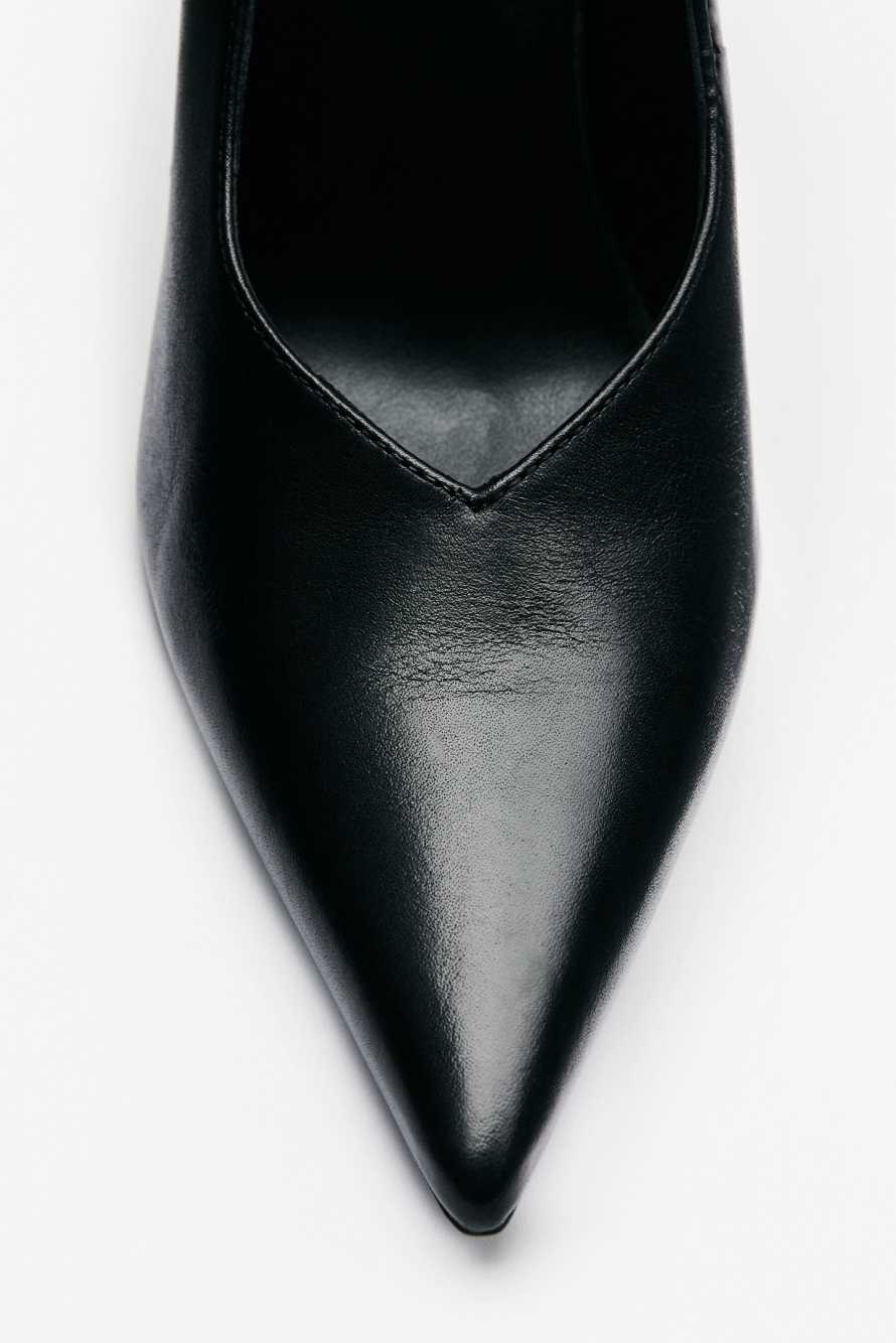 Minimal Shape Leather Pumps, Black, Patrizia Pepe