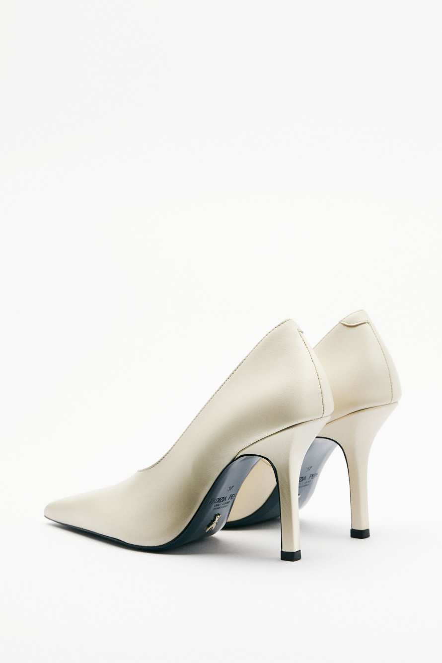 Minimal Shape Leather Pumps, White, Patrizia Pepe