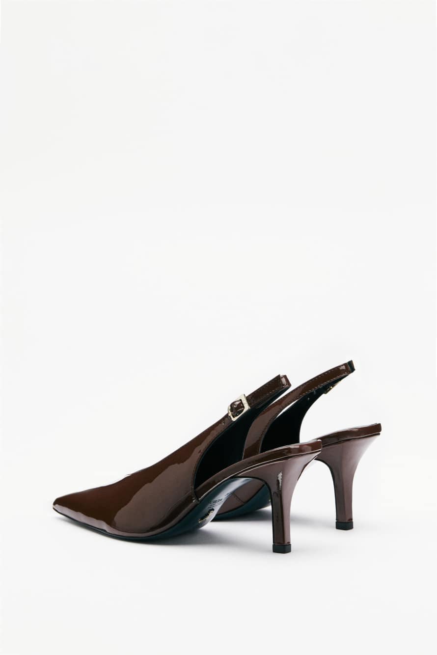 Кожаные слингбэк на высоком каблуке, Kоричневый, Patrizia Pepe