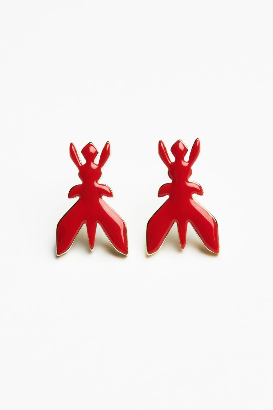 Brass Fly earrings, Red, Patrizia Pepe