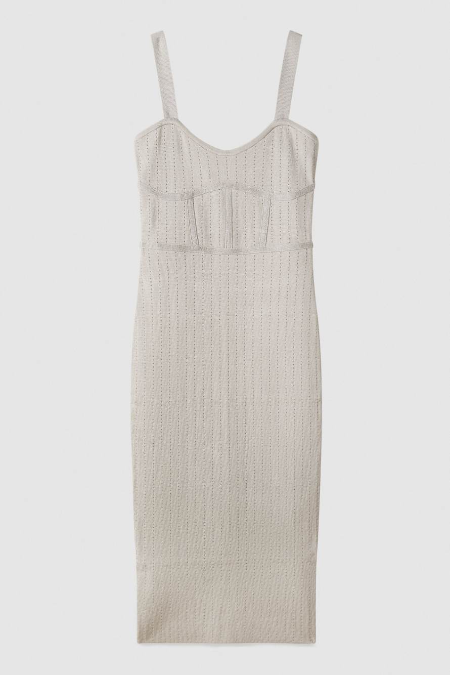 Облегающее миди-платье из жаккардового трикотажа, Серый, Patrizia Pepe