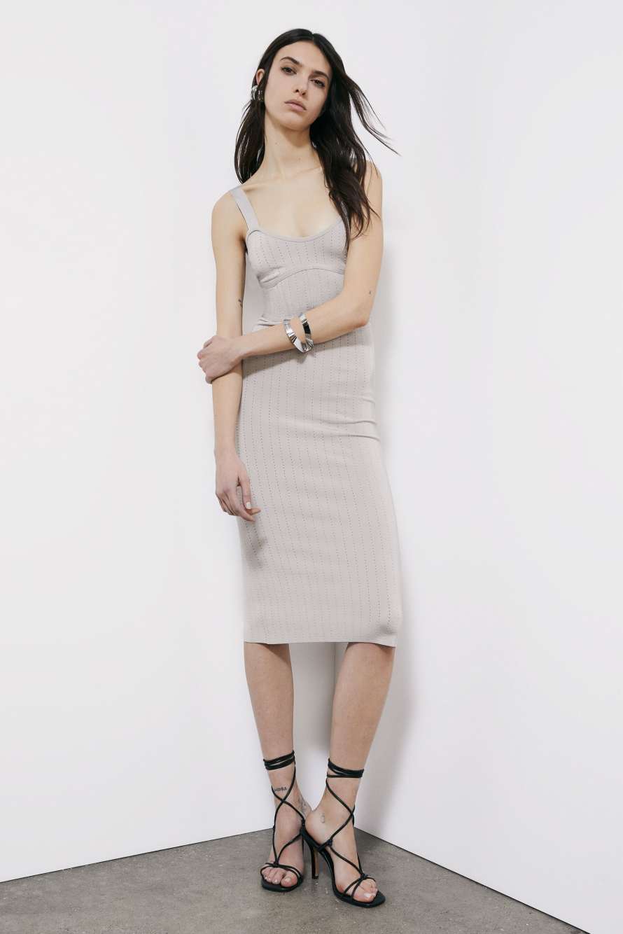 Облегающее миди-платье из жаккардового трикотажа, Серый, Patrizia Pepe